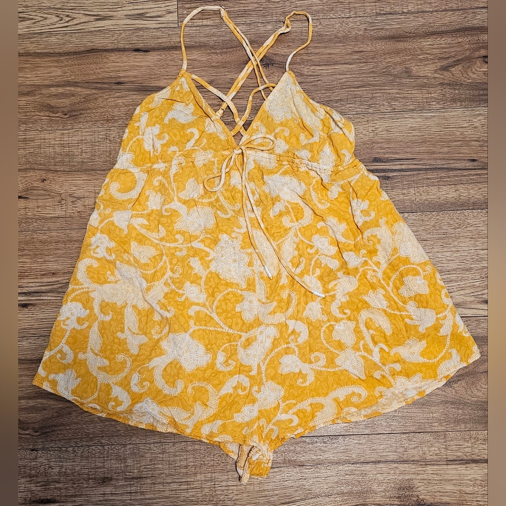 Anthropologie Yellow and Cream Romper